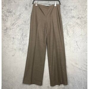 J.Crew Women's Wool Dress Pants Size 4 Wide Leg Brown Herringbone Lined Trousers
